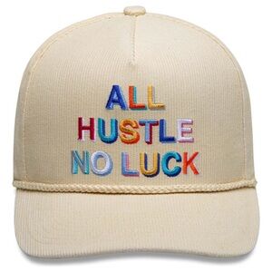 Field Grade All Hustle No Luck YellowTrucker Adjustable Cap Colorful Embroidery
